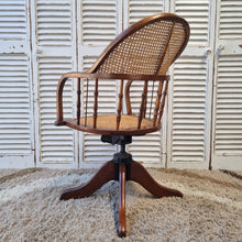 Load image into Gallery viewer, OAK BENTWOOD & RATTAN SWIVEL OFFICE CHAIR