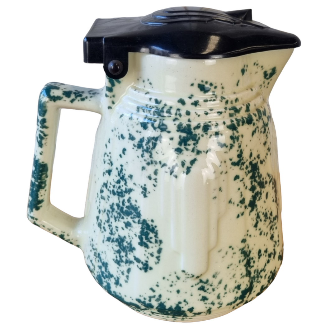 Vintage Ceramic Pottery Electric Kettle jug mottled glaze