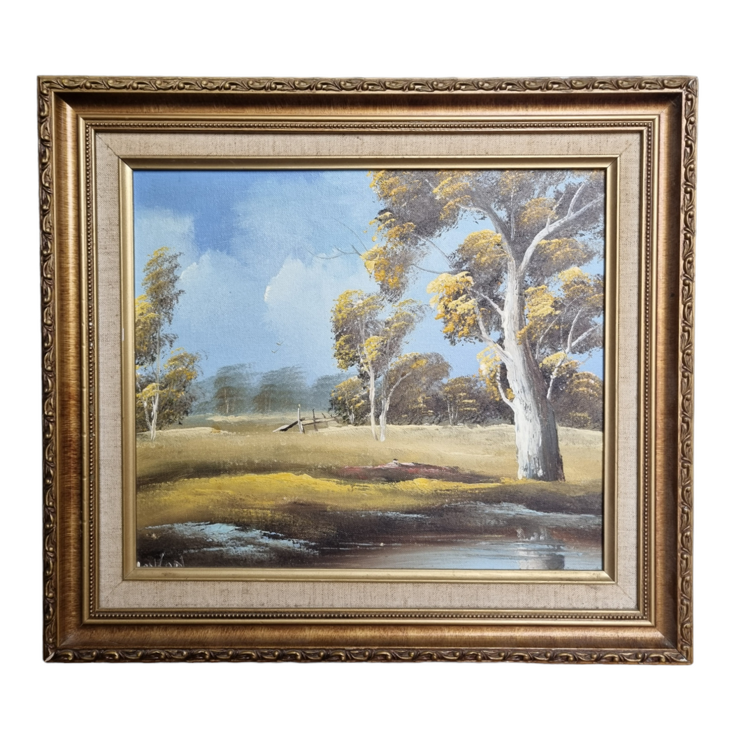 Vintage Australian Landscape Oil Painting framed, signed