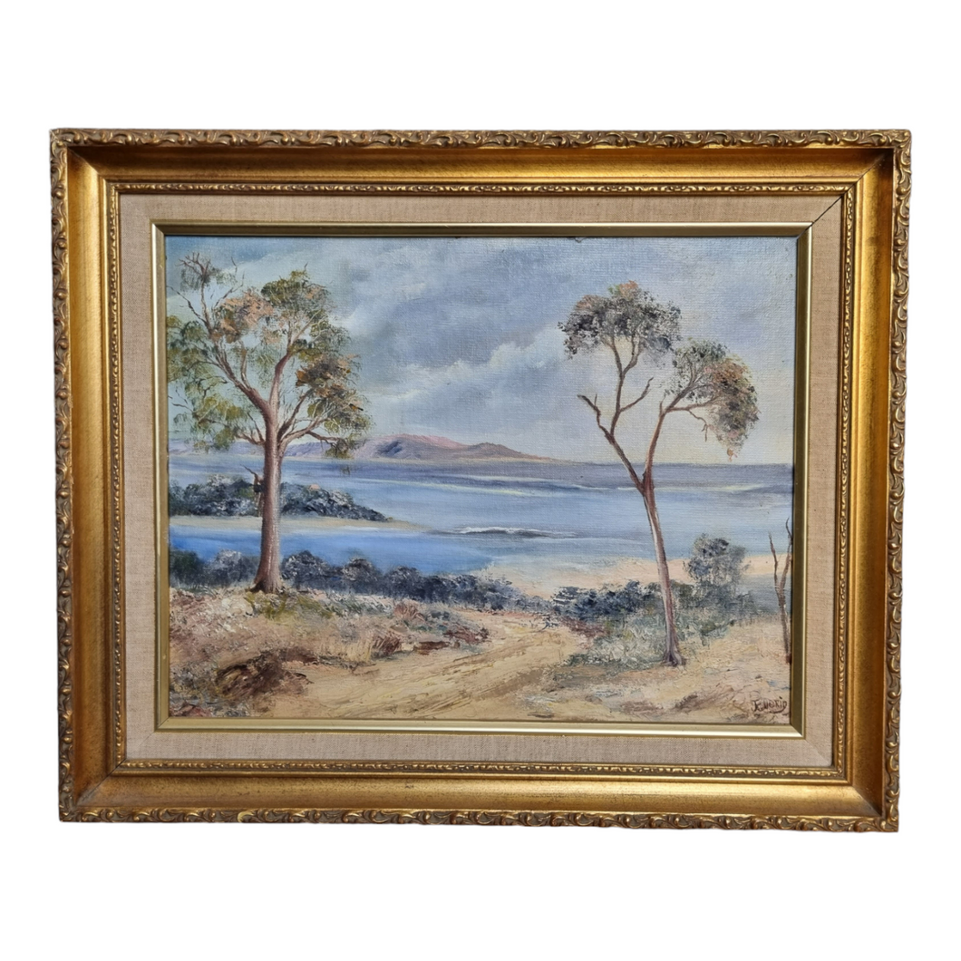 'Colac Lake', Shirley Grass, Oil Painting on Board