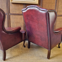 Load image into Gallery viewer, VINTAGE MORAN FURNITURE &#39;ROMSEY&#39; LEATHER WINGBACK ARMCHAIRS. PRICE IS EACH.
