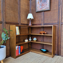Load image into Gallery viewer, VINTAGE SOLID HARDWOOD LOWLINE CORNER BOOKCASE
