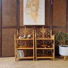 Load image into Gallery viewer, SMALL VINTAGE CANE &amp; RATTAN SHELVES. PRICE IS EACH.
