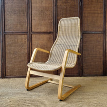 Load image into Gallery viewer, VINTAGE IKEA ÖLAND WICKER CANTILEVER BENTWOOD ARMCHAIR
