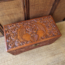 Load image into Gallery viewer, VINTAGE CARVED TEAK TRUNK BLANKET BOX CHEST
