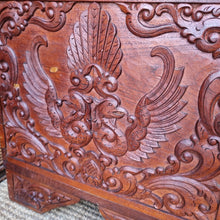 Load image into Gallery viewer, VINTAGE CARVED TEAK TRUNK BLANKET BOX CHEST
