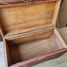 Load image into Gallery viewer, VINTAGE CARVED TEAK TRUNK BLANKET BOX CHEST
