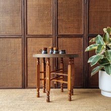 Load image into Gallery viewer, EASTERN FOLDING SIDE TABLE WITH REMOVABLE BRASS TRAY TOP
