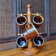 Load image into Gallery viewer, VINTAGE SET OF 6 MADE IN JAPAN STACKING MUGS &amp; MUG STAND.
