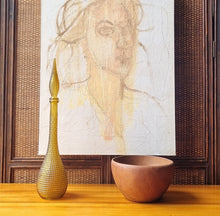 Load image into Gallery viewer, VINTAGE AMBER GENIE BOTTLE GLASS DECANTER
