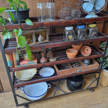 Load image into Gallery viewer, VINTAGE INDUSTRIAL SHOE TROLLEY DISPLAY SHELF RACK

