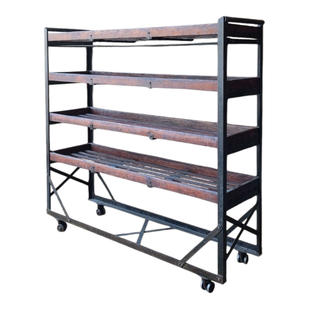 VINTAGE INDUSTRIAL SHOE TROLLEY DISPLAY SHELF RACK