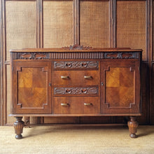 Load image into Gallery viewer, VINTAGE TUDOR/JACOBEAN STYLE OAK SIDEBOARD
