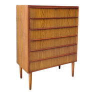MID CENTURY DANISH TEAK TALLBOY CHEST OF DRAWERS