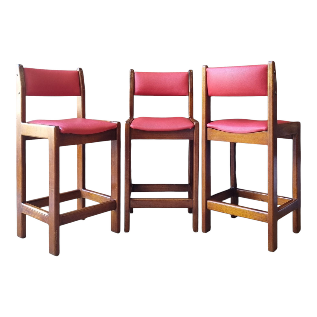 SET OF 3 VINTAGE COUNTER STOOLS