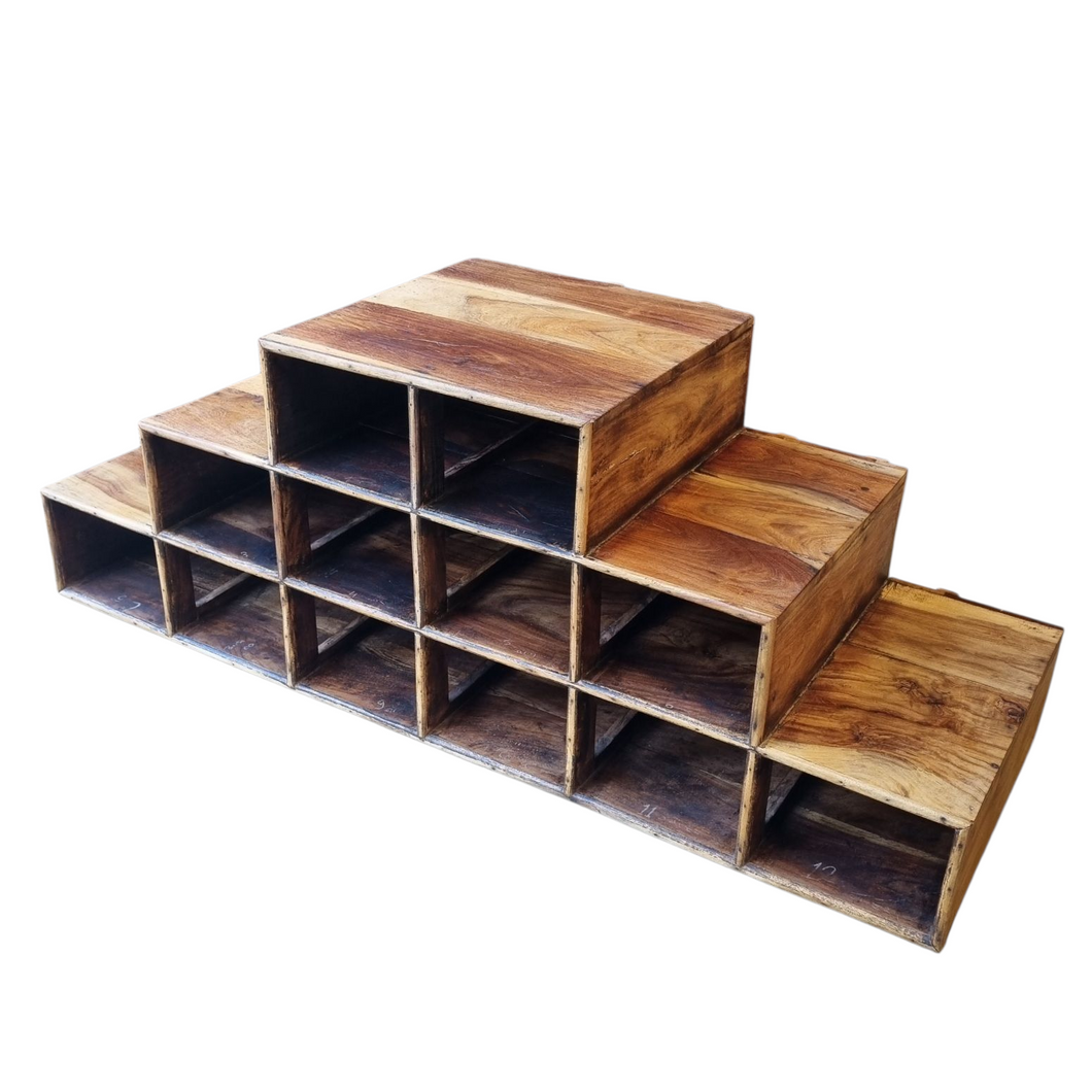 RUSTIC RECLAIMED TIMBER STEPPED PIGEON HOLE
