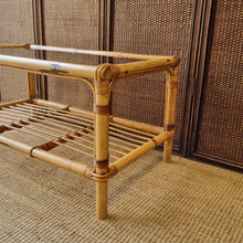 Load image into Gallery viewer, LARGE CANE COFFEE TABLE WITH GLASS TOP
