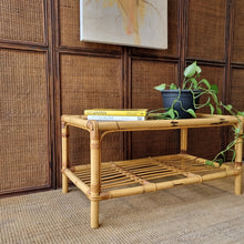 Load image into Gallery viewer, LARGE CANE COFFEE TABLE WITH GLASS TOP
