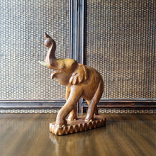 Load image into Gallery viewer, VINTAGE MID CENTURY HAND CARVED TEAK ELEPHANT SCULPTURE

