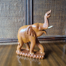 Load image into Gallery viewer, VINTAGE MID CENTURY HAND CARVED TEAK ELEPHANT SCULPTURE
