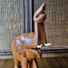 Load image into Gallery viewer, VINTAGE MID CENTURY HAND CARVED TEAK ELEPHANT SCULPTURE
