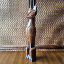 Load image into Gallery viewer, VINTAGE MID CENTURY CARVED TEAK SIAMESE CAT SCULPTURE

