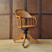 Load image into Gallery viewer, OAK BENTWOOD &amp; RATTAN SWIVEL OFFICE CHAIR

