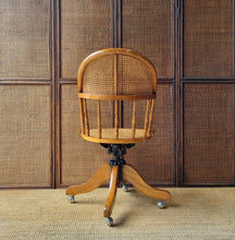 Load image into Gallery viewer, OAK BENTWOOD &amp; RATTAN SWIVEL OFFICE CHAIR
