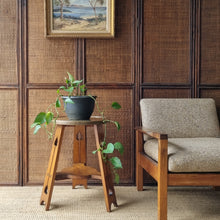 Load image into Gallery viewer, VINTAGE ARTS &amp; CRAFTS OCCASSIONAL TABLE, WITH OAK BASE AND BRASS TOP
