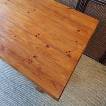 Load image into Gallery viewer, VINTAGE SOLID PINE TRESTLE STYLE RUSTIC FARMHOUSE REFECTORY TABLE
