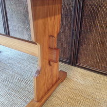 Load image into Gallery viewer, VINTAGE SOLID PINE TRESTLE STYLE RUSTIC FARMHOUSE REFECTORY TABLE
