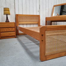 Load image into Gallery viewer, VINTAGE 3 PIECE PINE &amp; RATTAN BEDROOM SUITE
