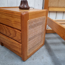 Load image into Gallery viewer, VINTAGE 3 PIECE PINE &amp; RATTAN BEDROOM SUITE
