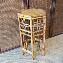 Load image into Gallery viewer, VINTAGE CANE RATTAN HEXAGONAL PLANT STAND SIDE TABLE
