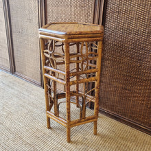 Load image into Gallery viewer, VINTAGE CANE RATTAN HEXAGONAL PLANT STAND SIDE TABLE

