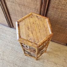 Load image into Gallery viewer, VINTAGE CANE RATTAN HEXAGONAL PLANT STAND SIDE TABLE
