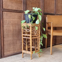 Load image into Gallery viewer, VINTAGE CANE RATTAN HEXAGONAL PLANT STAND SIDE TABLE
