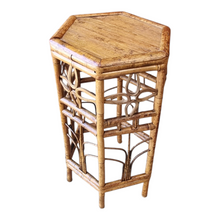 Load image into Gallery viewer, VINTAGE CANE RATTAN HEXAGONAL PLANT STAND SIDE TABLE
