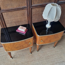 Load image into Gallery viewer, PAIR OF VINTAGE BURL BEDSIDE CABINETS
