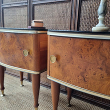 Load image into Gallery viewer, PAIR OF VINTAGE BURL BEDSIDE CABINETS
