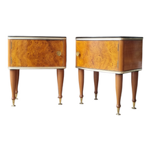 Load image into Gallery viewer, PAIR OF VINTAGE BURL BEDSIDE CABINETS
