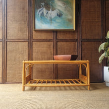 Load image into Gallery viewer, LARGE VINTAGE CANE COFFEE TABLE WITH GLASS TOP
