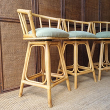Load image into Gallery viewer, SET OF 3 CANE SWIVEL KITCHEN STOOLS BY GARRY MASTERS
