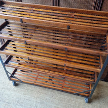 Load image into Gallery viewer, VINTAGE INDUSTRIAL SHOE TROLLEY COBBLER'S RACK DISPLAY SHELF RACK
