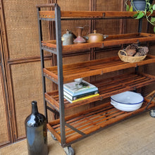 Load image into Gallery viewer, VINTAGE INDUSTRIAL SHOE TROLLEY COBBLER'S RACK DISPLAY SHELF RACK
