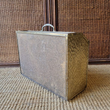Load image into Gallery viewer, MID CENTURY VINTAGE EMBOSSED BRASS MAGAZINE RACK MADE IN ENGLAND
