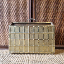 Load image into Gallery viewer, MID CENTURY VINTAGE EMBOSSED BRASS MAGAZINE RACK MADE IN ENGLAND
