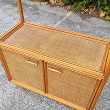 Load image into Gallery viewer, VINTAGE LUXE RATTAN AND SOLID WOOD WALL UNIT DISPLAY CABINET

