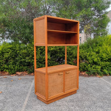 Load image into Gallery viewer, VINTAGE LUXE RATTAN AND SOLID WOOD WALL UNIT DISPLAY CABINET
