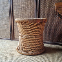 Load image into Gallery viewer, VINTAGE JUTE AND SARKANDA WOOD 'MUDDA' SIDE TABLE / STOOL
